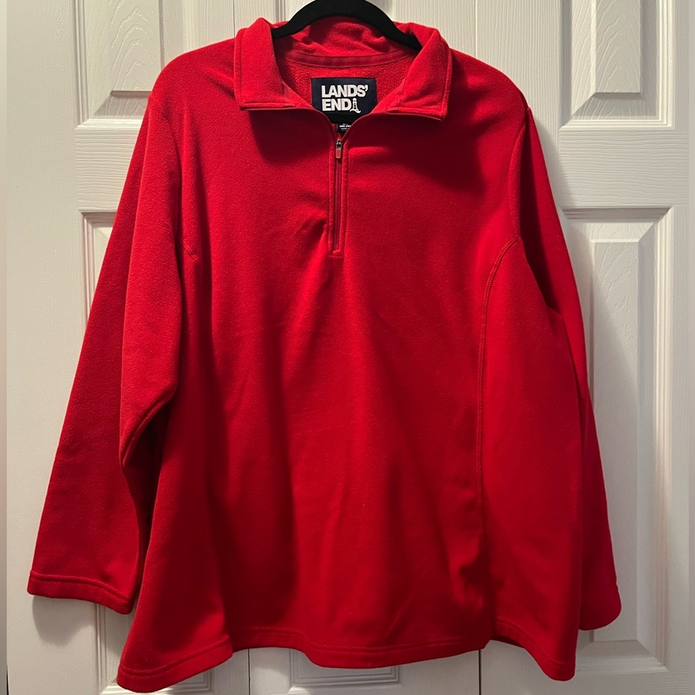 Lands End Red Quarter Zip Fleece